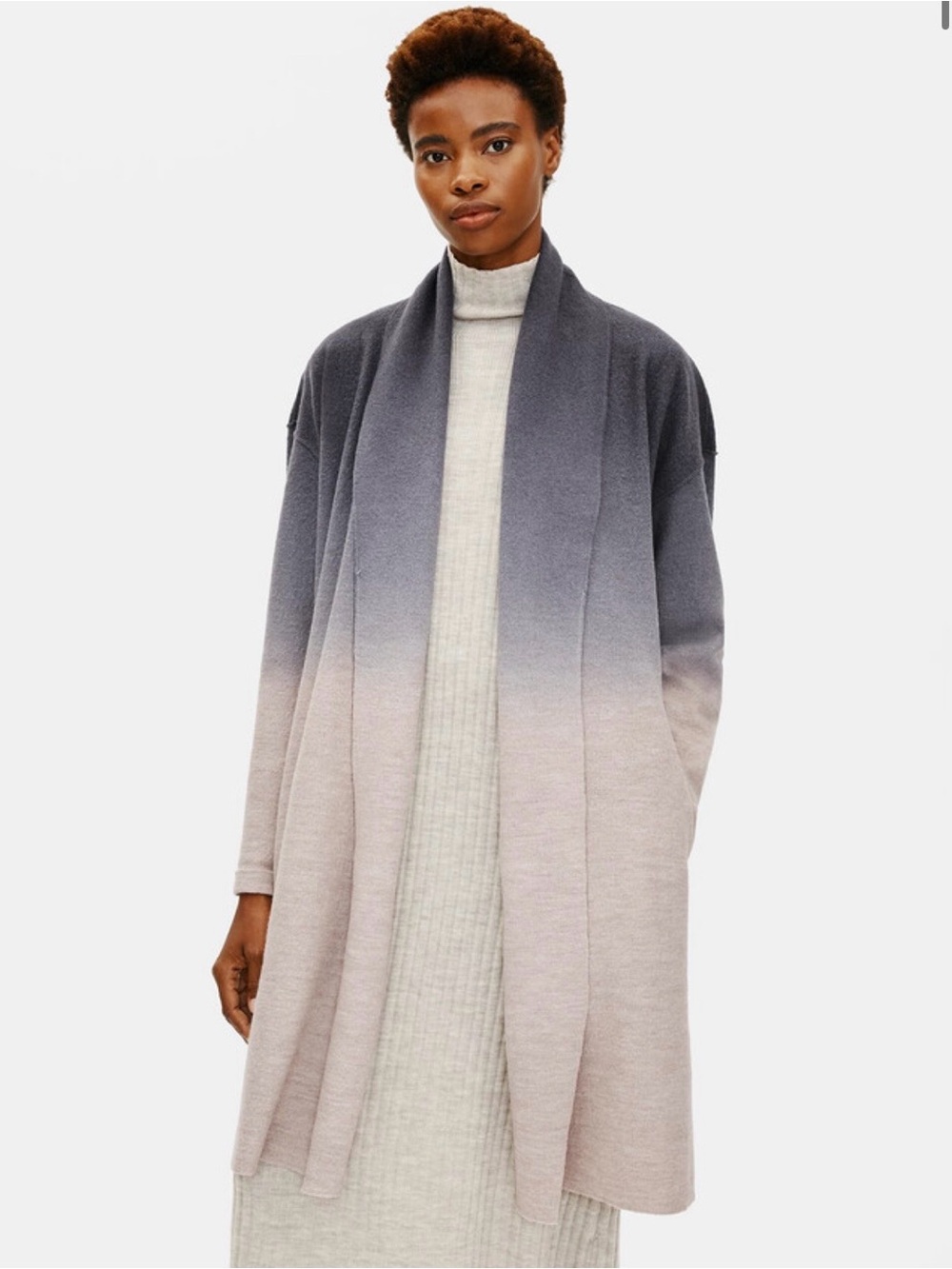 Eileen Fisher Ombre Boiled Wool Open Coat, Size Small - Picture 2 of 14